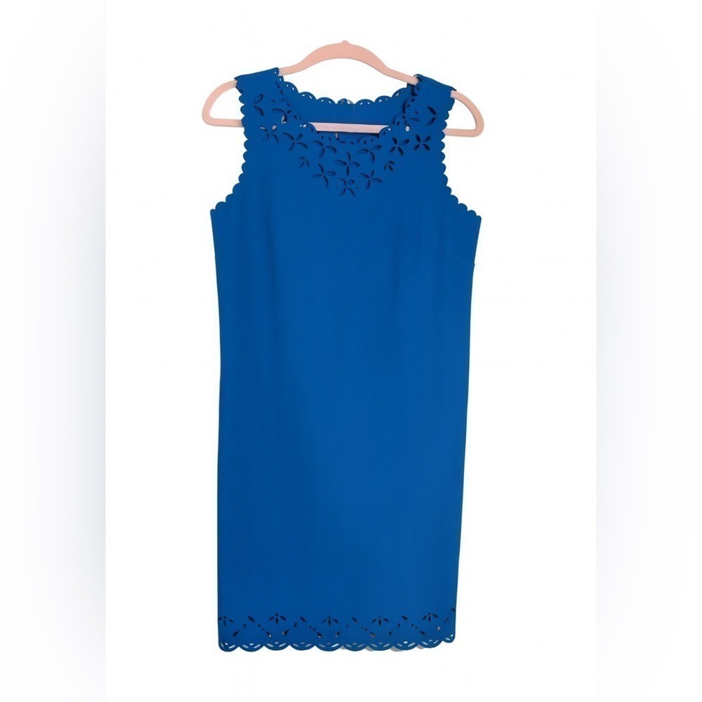 J.Crew Azure Blue Laser-Cut Sheath Midi Dress – Size 6